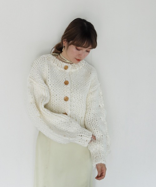 CLEIO（クレイオ）の「【CLEIO】ハンドメイドショートカーディガン（ニット/セーター・レディース・ベージュ/ブラウン/アイボリー・FREE）」の17枚目の写真