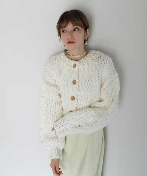 CLEIO（クレイオ）の「【CLEIO】ハンドメイドショートカーディガン（ニット/セーター・レディース・ベージュ/ブラウン/アイボリー・FREE）」の10枚目の写真