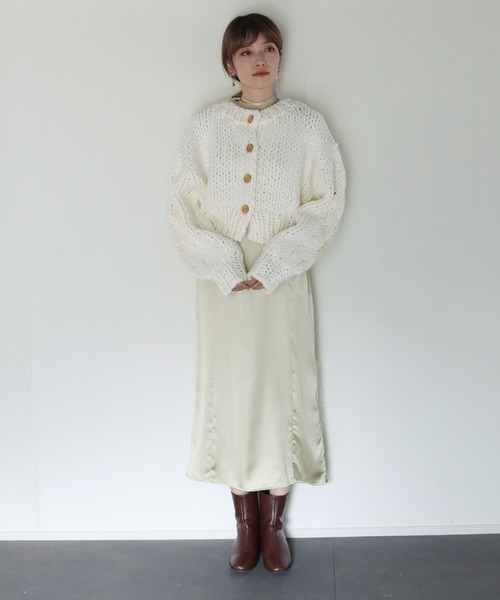 CLEIO（クレイオ）の「【CLEIO】ハンドメイドショートカーディガン（ニット/セーター・レディース・ベージュ/ブラウン/アイボリー・FREE）」の4枚目の写真