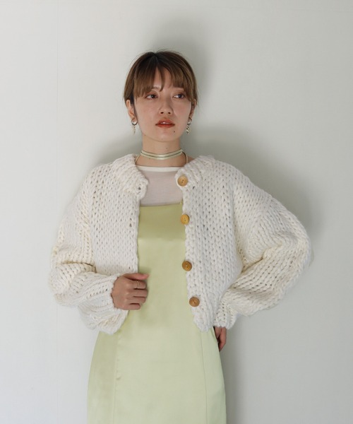 CLEIO（クレイオ）の「【CLEIO】ハンドメイドショートカーディガン（ニット/セーター・レディース・ベージュ/ブラウン/アイボリー・FREE）」の22枚目の写真