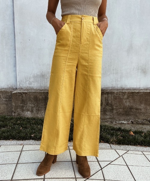 esutoreja(エストレジャ)の「センターステッチカラーストレートパンツ(その他パンツ・レディース・オレンジ/ブラック/イエロー・S/M)」の2枚目の写真