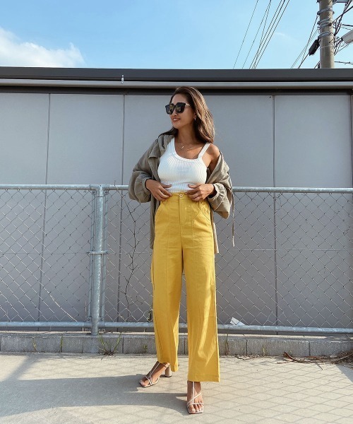 esutoreja(エストレジャ)の「センターステッチカラーストレートパンツ(その他パンツ・レディース・オレンジ/ブラック/イエロー・S/M)」の9枚目の写真