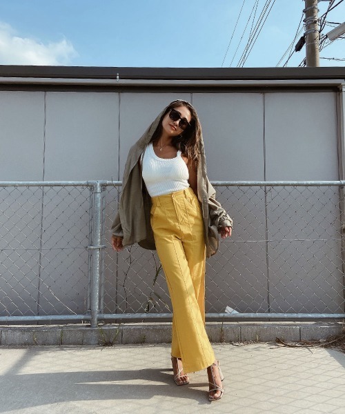 esutoreja(エストレジャ)の「センターステッチカラーストレートパンツ(その他パンツ・レディース・オレンジ/ブラック/イエロー・S/M)」の10枚目の写真