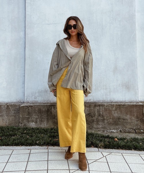 esutoreja(エストレジャ)の「センターステッチカラーストレートパンツ(その他パンツ・レディース・オレンジ/ブラック/イエロー・S/M)」の12枚目の写真