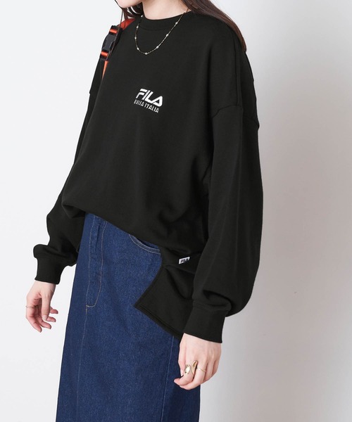 FILA（フィラ）の「FILA/ フィラ フロント刺繍＆バックロゴプリント ビッグシルエット裏毛バックスリットスウェット（スウェット・レディース・スモークピンク/グレイッシュベージュ/モカ/グリーン系その他/ブラック/オフホワイト・FREE）」の16枚目の写真