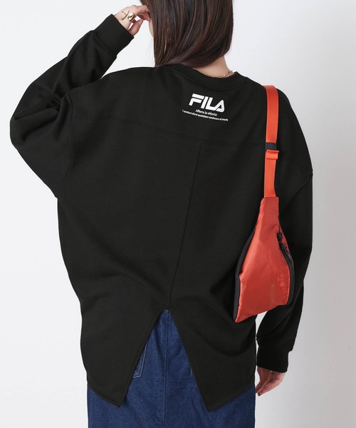 FILA（フィラ）の「FILA/ フィラ フロント刺繍＆バックロゴプリント ビッグシルエット裏毛バックスリットスウェット（スウェット・レディース・スモークピンク/グレイッシュベージュ/モカ/グリーン系その他/ブラック/オフホワイト・FREE）」の11枚目の写真