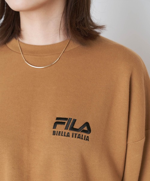 FILA（フィラ）の「FILA/ フィラ フロント刺繍＆バックロゴプリント ビッグシルエット裏毛バックスリットスウェット（スウェット・レディース・スモークピンク/グレイッシュベージュ/モカ/グリーン系その他/ブラック/オフホワイト・FREE）」の9枚目の写真