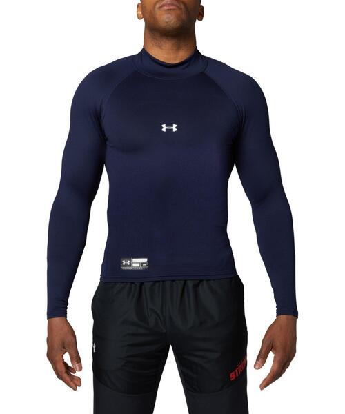 UNDER ARMOUR(アンダーアーマー)の「UAコールドギアアーマー コンプレッション ロングスリーブ モック(ベースボール/メンズ)(Tシャツ/カットソー・メンズ・ブラック/ホワイト/ネイビー/レッド/ブルー・XL/L/M/S/3XL/XXL)」の1枚目の写真