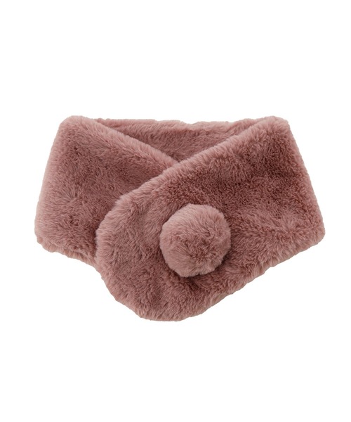 Catherine Cottage（キャサリンコテージ）の「ポンポンファーマフラー　L（マフラー・キッズ・ベージュ/グレー/オフホワイト/アイボリー/ライラック/スモークピンク・L）」の5枚目の写真