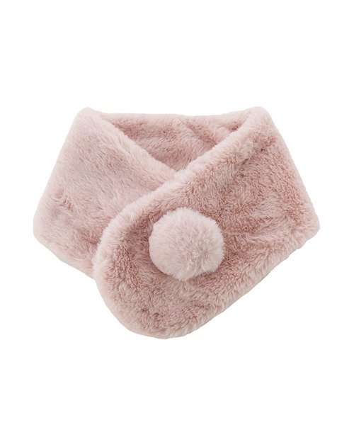 Catherine Cottage（キャサリンコテージ）の「ポンポンファーマフラー　L（マフラー・キッズ・ベージュ/グレー/オフホワイト/アイボリー/ライラック/スモークピンク・L）」の6枚目の写真