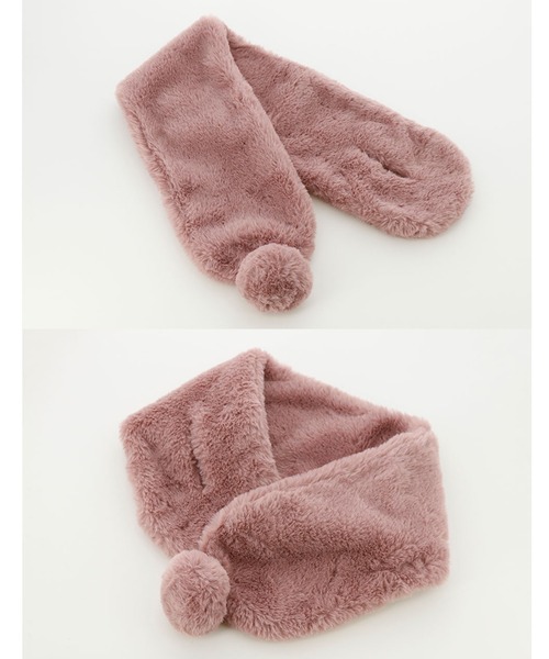 Catherine Cottage（キャサリンコテージ）の「ポンポンファーマフラー　L（マフラー・キッズ・ベージュ/グレー/オフホワイト/アイボリー/ライラック/スモークピンク・L）」の21枚目の写真