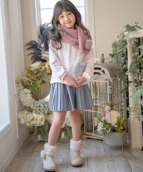 Catherine Cottage（キャサリンコテージ）の「ポンポンファーマフラー　L（マフラー・キッズ・ベージュ/グレー/オフホワイト/アイボリー/ライラック/スモークピンク・L）」の18枚目の写真