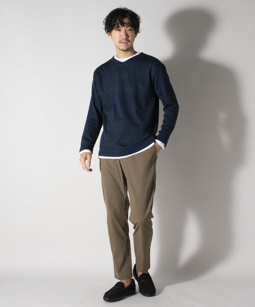 NOLLEY'S goodman(ノーリーズグッドマン)の「レイヤードニット Vネック プルオーバー ※Tシャツ付き(ニット/セーター・メンズ・ネイビー/サーモンピンク/ライトグレー/ブラウン・MEDIUM/LARGE/SMALL)」の5枚目の写真