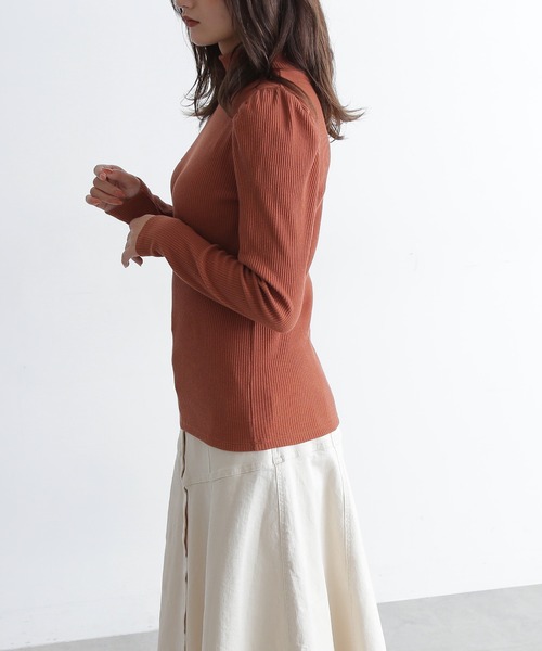 FREE'S MART（フリーズマート）の「三角テレコハイネックパフスリーブカットソー（Tシャツ/カットソー・レディース・ホワイト/ブラック/パープル/ブラウン・FREE）」の7枚目の写真