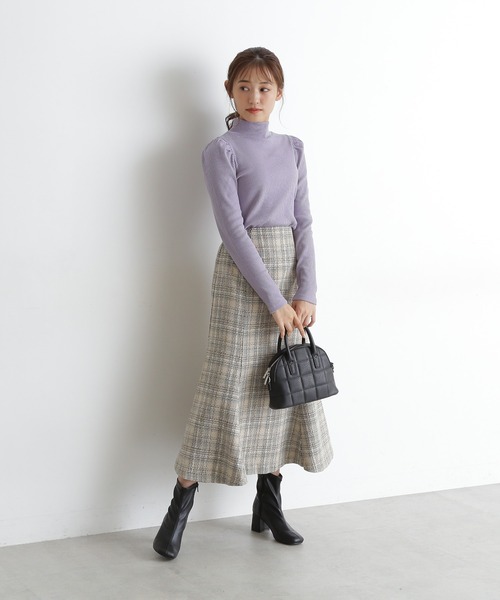 FREE'S MART（フリーズマート）の「三角テレコハイネックパフスリーブカットソー（Tシャツ/カットソー・レディース・ホワイト/ブラック/パープル/ブラウン・FREE）」の5枚目の写真