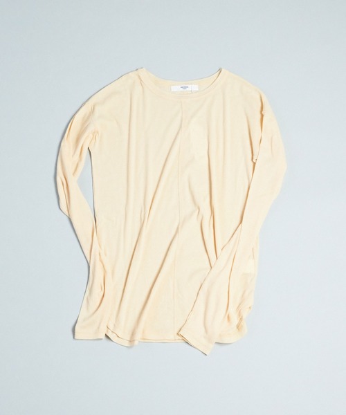 note et silence (ノートエシロンス)の「◇【 AMB100貨 】パウダリーコットンリブ クルーネックプルオーバー(Tシャツ/カットソー・レディース・ホワイト/オレンジ・FREE)」の1枚目の写真