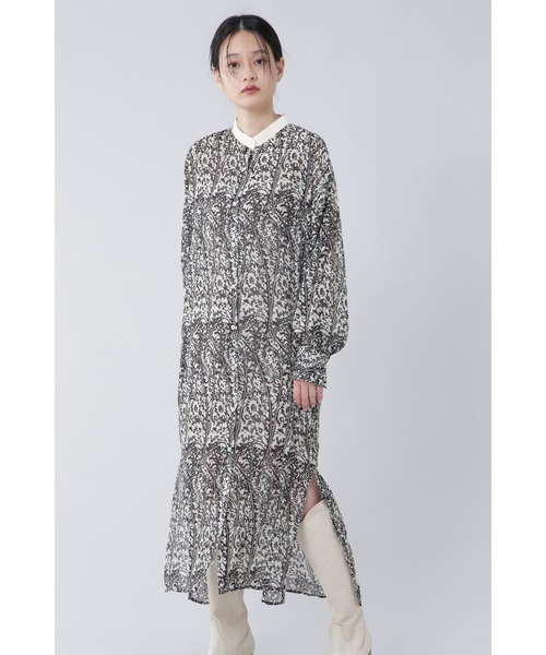 バンドカラープリントワンピース ワンピース ワンピース ドレス Rose Rose ワンピース Bud ローズバッド のファッション