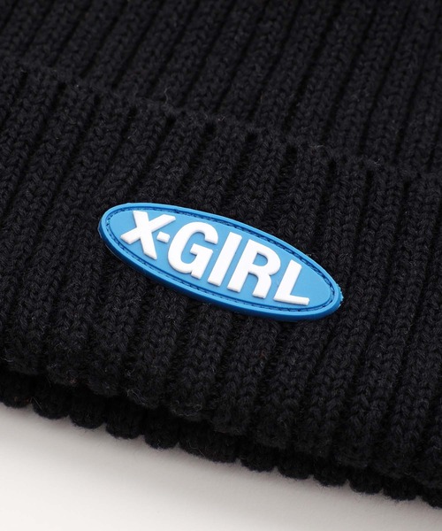 X-girl（エックスガール）の「STRIPED KNIT CAP（ニットキャップ/ビーニー・レディース・マルチ/ブラック/ブルー・ONE SIZE）」の6枚目の写真