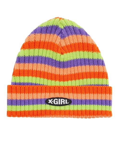 X-girl（エックスガール）の「STRIPED KNIT CAP（ニットキャップ/ビーニー・レディース・マルチ/ブラック/ブルー・ONE SIZE）」の13枚目の写真