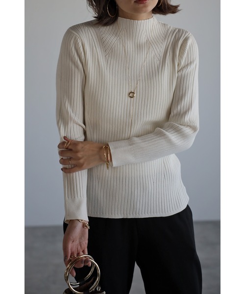 Bonjour Sagan(ボンジュールサガン)の「ハイネックリブプルオーバー(Tシャツ/カットソー・レディース・ブラック/ベージュ/オフホワイト・FREE)」の1枚目の写真