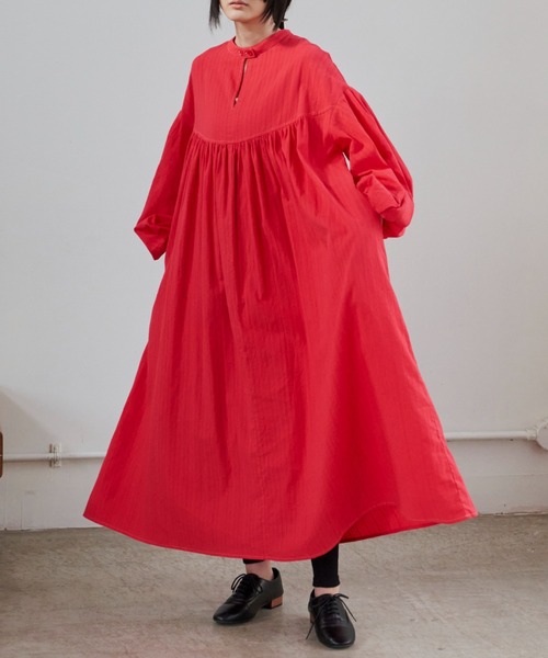 Libra Cue（リブラ キュー）の「ドビーストライプチャーチドレス（ワンピース・レディース・アイボリー/レッド/ブラック・FREE）」の3枚目の写真