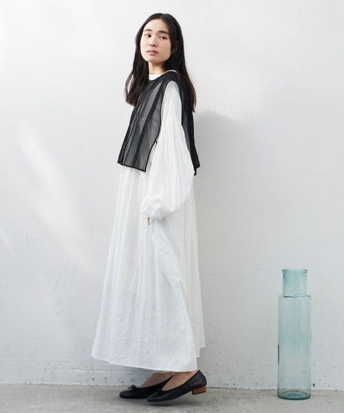 Libra Cue（リブラ キュー）の「ドビーストライプチャーチドレス（ワンピース・レディース・アイボリー/レッド/ブラック・FREE）」の6枚目の写真