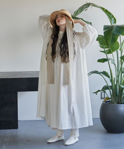 Libra Cue（リブラ キュー）の「ドビーストライプチャーチドレス（ワンピース・レディース・アイボリー/レッド/ブラック・FREE）」の11枚目の写真