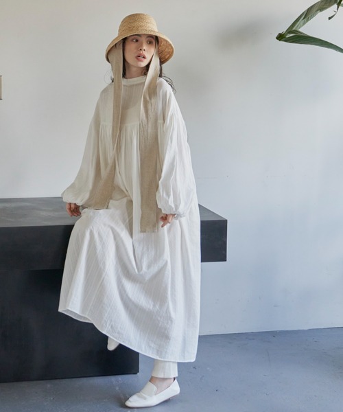 Libra Cue（リブラ キュー）の「ドビーストライプチャーチドレス（ワンピース・レディース・アイボリー/レッド/ブラック・FREE）」の14枚目の写真