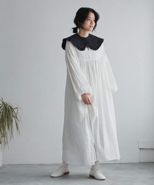 Libra Cue（リブラ キュー）の「ドビーストライプチャーチドレス（ワンピース・レディース・アイボリー/レッド/ブラック・FREE）」の18枚目の写真