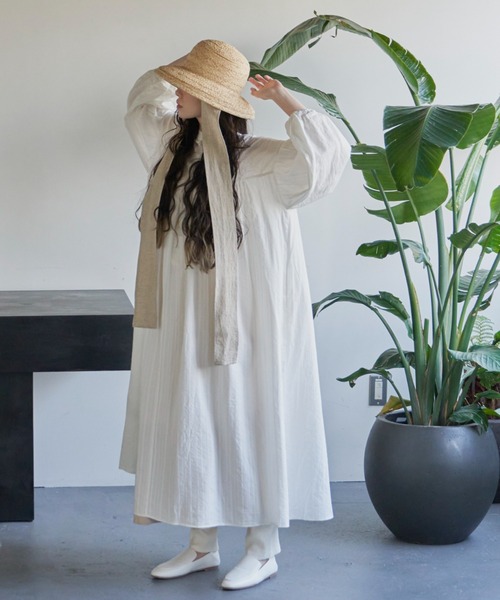 Libra Cue（リブラ キュー）の「ドビーストライプチャーチドレス（ワンピース・レディース・アイボリー/レッド/ブラック・FREE）」の10枚目の写真