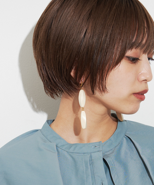 NOMINE（ノミネ）の「ウッドレーンピアス（ピアス（両耳用）・レディース・ブラウン/アイボリー・フリー）」の4枚目の写真