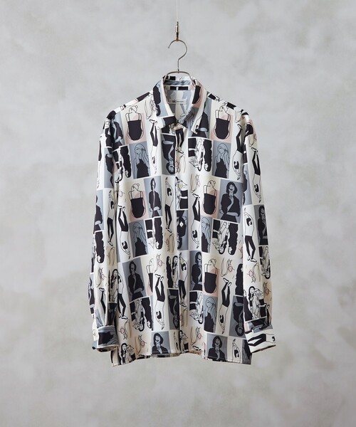 tk.TAKEO KIKUCHI(ティーケータケオキクチ)の「◆ポートレートピクチャーシャツ(ユニセックスアイテム)(シャツ/ブラウス・メンズ・ホワイト系4/ブラック系3・02/03/66)」の2枚目の写真