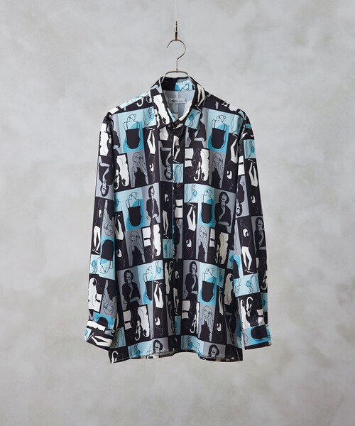 tk.TAKEO KIKUCHI(ティーケータケオキクチ)の「◆ポートレートピクチャーシャツ(ユニセックスアイテム)(シャツ/ブラウス・メンズ・ホワイト系4/ブラック系3・02/03/66)」の1枚目の写真