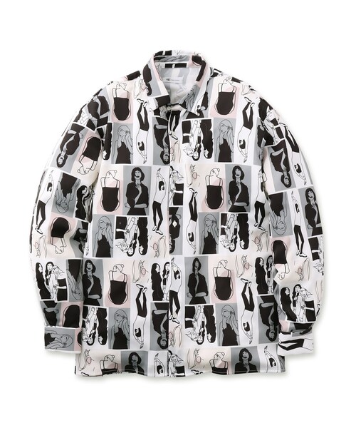 tk.TAKEO KIKUCHI(ティーケータケオキクチ)の「◆ポートレートピクチャーシャツ(ユニセックスアイテム)(シャツ/ブラウス・メンズ・ホワイト系4/ブラック系3・02/03/66)」の7枚目の写真