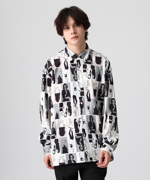 tk.TAKEO KIKUCHI(ティーケータケオキクチ)の「◆ポートレートピクチャーシャツ(ユニセックスアイテム)(シャツ/ブラウス・メンズ・ホワイト系4/ブラック系3・02/03/66)」の6枚目の写真