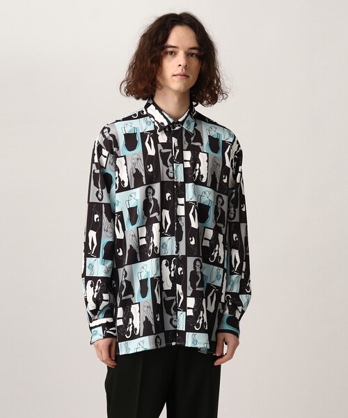 tk.TAKEO KIKUCHI(ティーケータケオキクチ)の「◆ポートレートピクチャーシャツ(ユニセックスアイテム)(シャツ/ブラウス・メンズ・ホワイト系4/ブラック系3・02/03/66)」の5枚目の写真