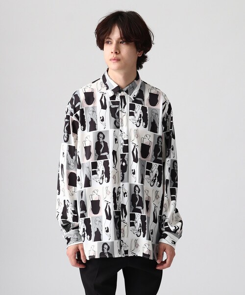 tk.TAKEO KIKUCHI(ティーケータケオキクチ)の「◆ポートレートピクチャーシャツ(ユニセックスアイテム)(シャツ/ブラウス・メンズ・ホワイト系4/ブラック系3・02/03/66)」の4枚目の写真