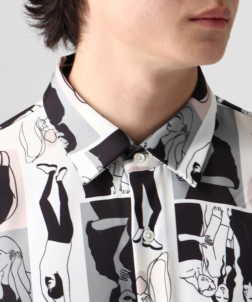 tk.TAKEO KIKUCHI(ティーケータケオキクチ)の「◆ポートレートピクチャーシャツ(ユニセックスアイテム)(シャツ/ブラウス・メンズ・ホワイト系4/ブラック系3・02/03/66)」の11枚目の写真