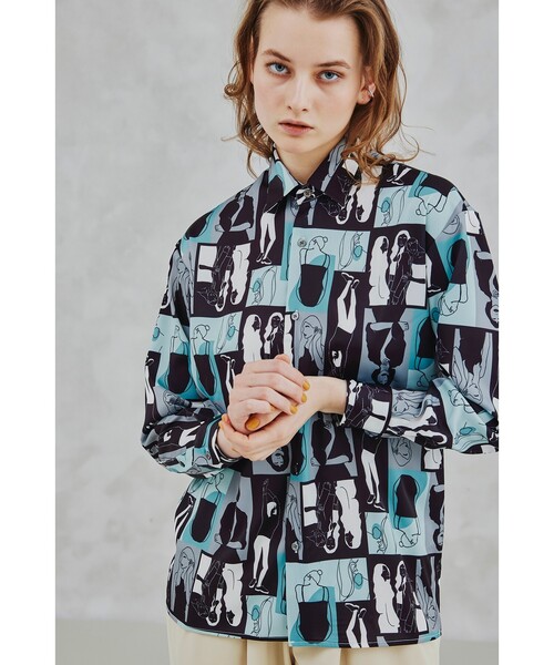 tk.TAKEO KIKUCHI(ティーケータケオキクチ)の「◆ポートレートピクチャーシャツ(ユニセックスアイテム)(シャツ/ブラウス・メンズ・ホワイト系4/ブラック系3・02/03/66)」の19枚目の写真