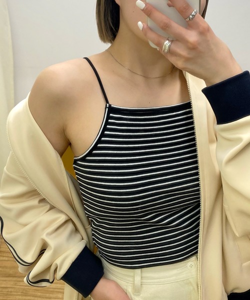 WHO'S WHO gallery(フーズフーギャラリー)の「リブキャミ(キャミソール・レディース・ホワイト/アッシュグレー/キャメル/ブラック/トップグレー/ネイビー/ホワイト系1/ブラック系1・FREE)」の5枚目の写真