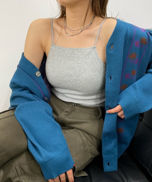 WHO'S WHO gallery(フーズフーギャラリー)の「リブキャミ(キャミソール・レディース・ホワイト/アッシュグレー/キャメル/ブラック/トップグレー/ネイビー/ホワイト系1/ブラック系1・FREE)」の6枚目の写真