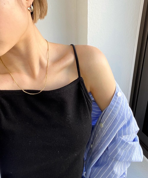 WHO'S WHO gallery(フーズフーギャラリー)の「リブキャミ(キャミソール・レディース・ホワイト/アッシュグレー/キャメル/ブラック/トップグレー/ネイビー/ホワイト系1/ブラック系1・FREE)」の9枚目の写真