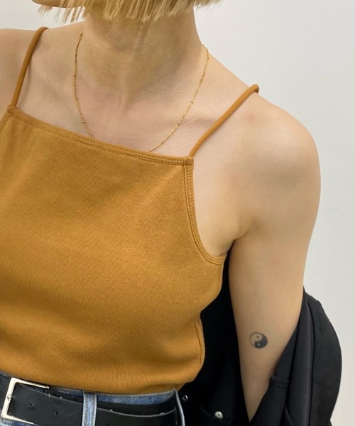 WHO'S WHO gallery(フーズフーギャラリー)の「リブキャミ(キャミソール・レディース・ホワイト/アッシュグレー/キャメル/ブラック/トップグレー/ネイビー/ホワイト系1/ブラック系1・FREE)」の17枚目の写真