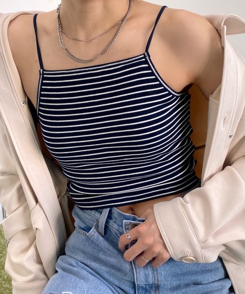 WHO'S WHO gallery(フーズフーギャラリー)の「リブキャミ(キャミソール・レディース・ホワイト/アッシュグレー/キャメル/ブラック/トップグレー/ネイビー/ホワイト系1/ブラック系1・FREE)」の16枚目の写真