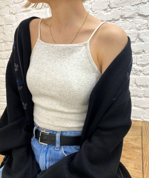 WHO'S WHO gallery(フーズフーギャラリー)の「リブキャミ(キャミソール・レディース・ホワイト/アッシュグレー/キャメル/ブラック/トップグレー/ネイビー/ホワイト系1/ブラック系1・FREE)」の13枚目の写真