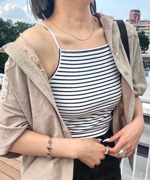 WHO'S WHO gallery(フーズフーギャラリー)の「リブキャミ(キャミソール・レディース・ホワイト/アッシュグレー/キャメル/ブラック/トップグレー/ネイビー/ホワイト系1/ブラック系1・FREE)」の22枚目の写真