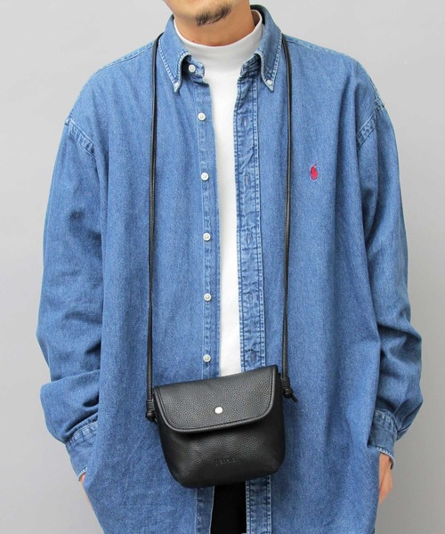 glabella（グラベラ）の「シボPU マイクロ フラップ ミニショルダーバッグ（ショルダーバッグ・メンズ・ブラック・FREE）」の3枚目の写真