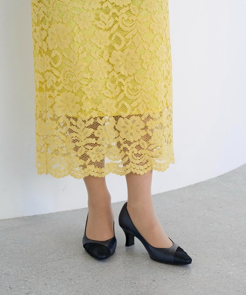 Riz raffinee（リズラフィーネ）の「異素材ポインテッドトゥコンビパンプス（パンプス・レディース・ライトグレー/ブラック/ダークベージュ/ネイビー/ダークブラウン/デザートカモ/ブラック×ブラック・24cm/23.5cm/23cm/24.5cm/22.5cm/22cm）」の13枚目の写真