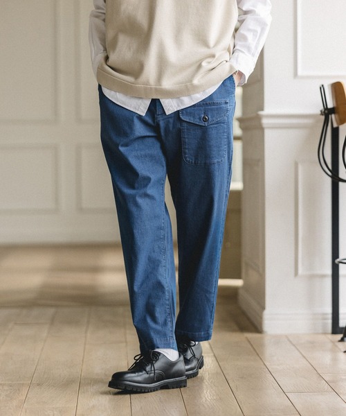 GLOBAL WORK（グローバルワーク）の「KATOデザイン リラックスイージーパンツ/263055（デニムパンツ・メンズ・スカイブルー/ネイビー/ホワイト系その他2・MEDIUM/LARGE）」の2枚目の写真