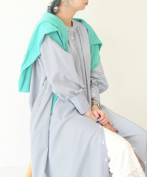 sango(sango)の「先染めストライプギャザーワンピース(ワンピース・レディース・ライトブルー/ネイビー/レッド・FREE)」の21枚目の写真